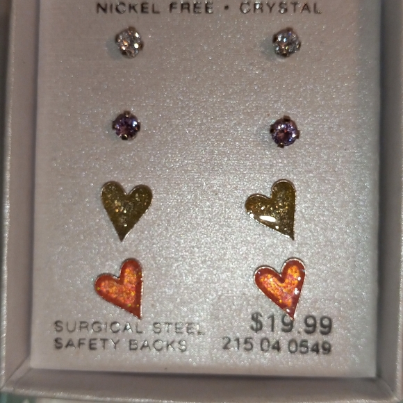 Sterling Silver Heart and Crystal Stud - Picture 3 of 6
